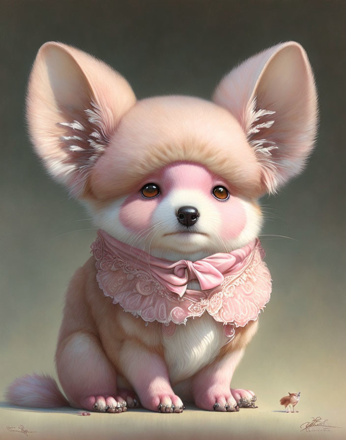 Fluffy puppy illustration with big eyes and pink blush