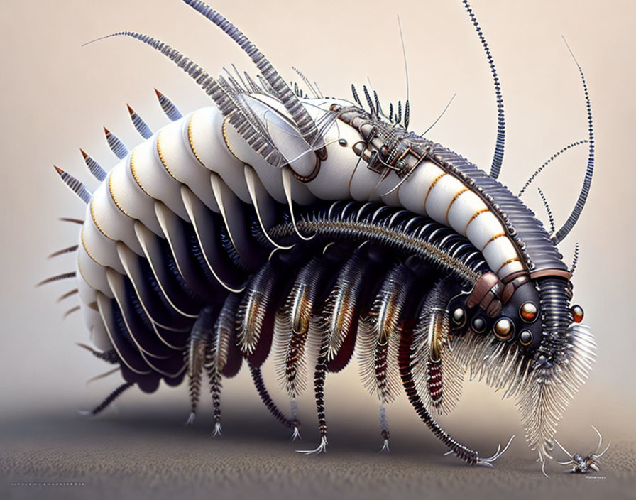 Detailed stylized isopod art with exaggerated features