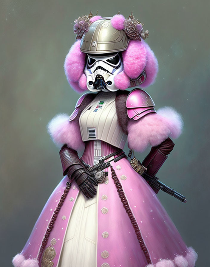 Pink Poofy Dress Stormtrooper with Fluffy Helmet