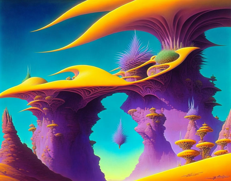 Vibrant Orange and Purple Alien Landscape with Rock Formations