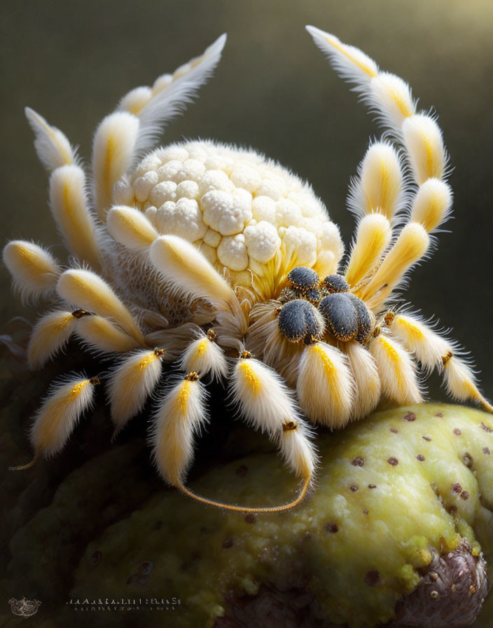 Colorful Crab Spider Close-Up on Green Surface