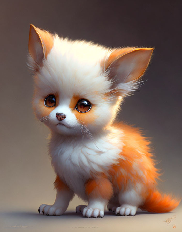 Whimsical fluffy creature with large eyes and pointy ears.