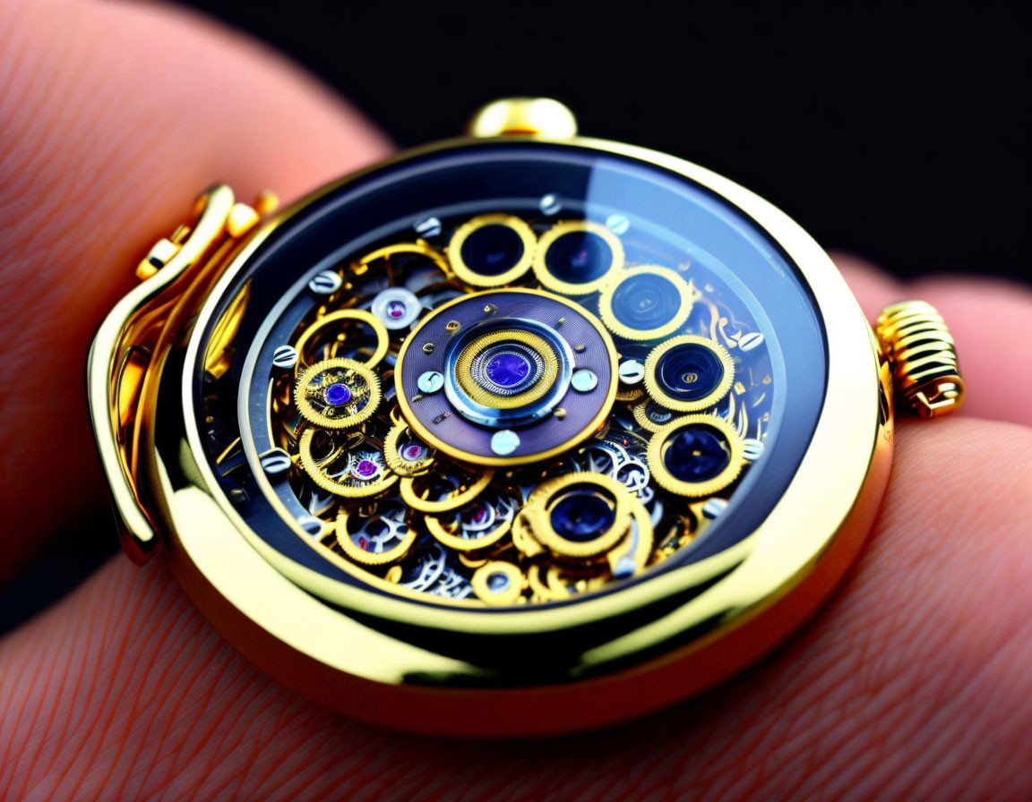 Intricate Mechanical Watch Revealing Gears and Jewels