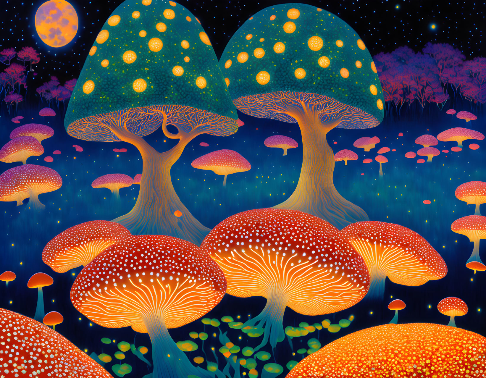 Moonlight fungi night