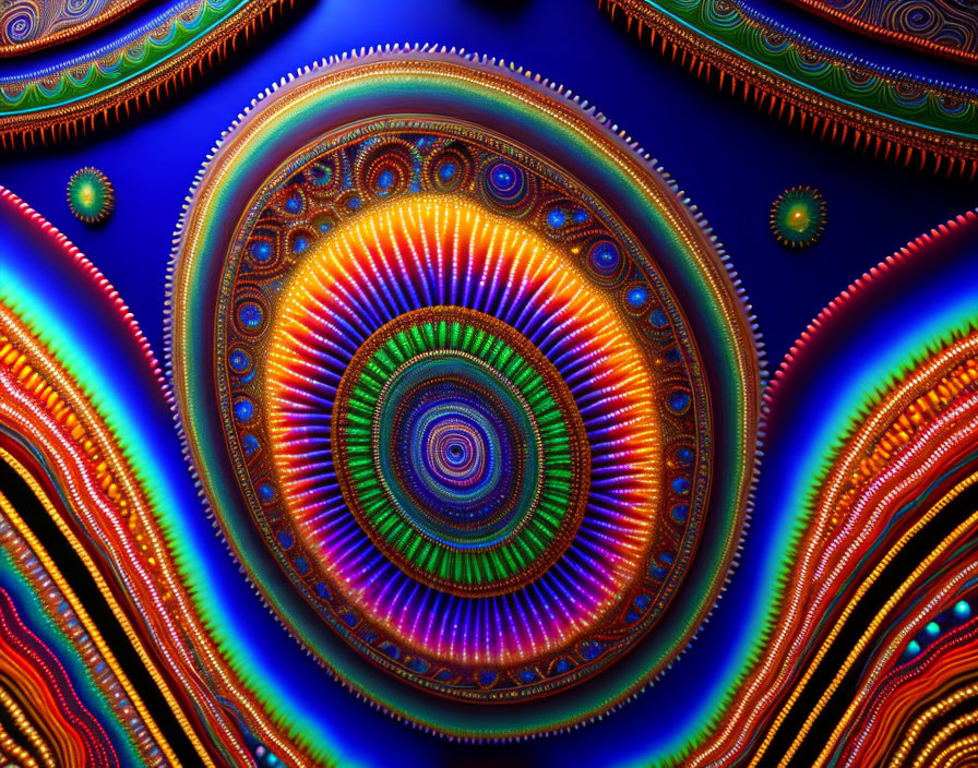 Colorful Fractal Art: Psychedelic Mandalas in Circular Patterns