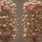 Pinkish-Brown Clustered Mushrooms on Thin Stems