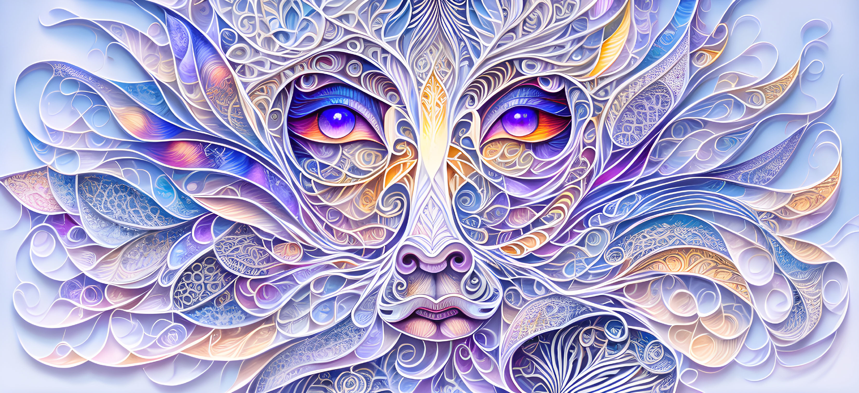 Ornate stylized cat digital artwork with intricate patterns