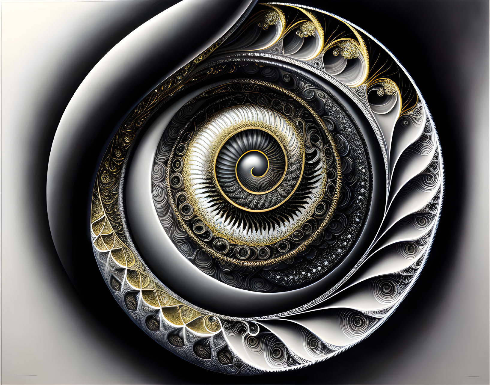 Intricate Golden Spiral Design with Fractal Patterns