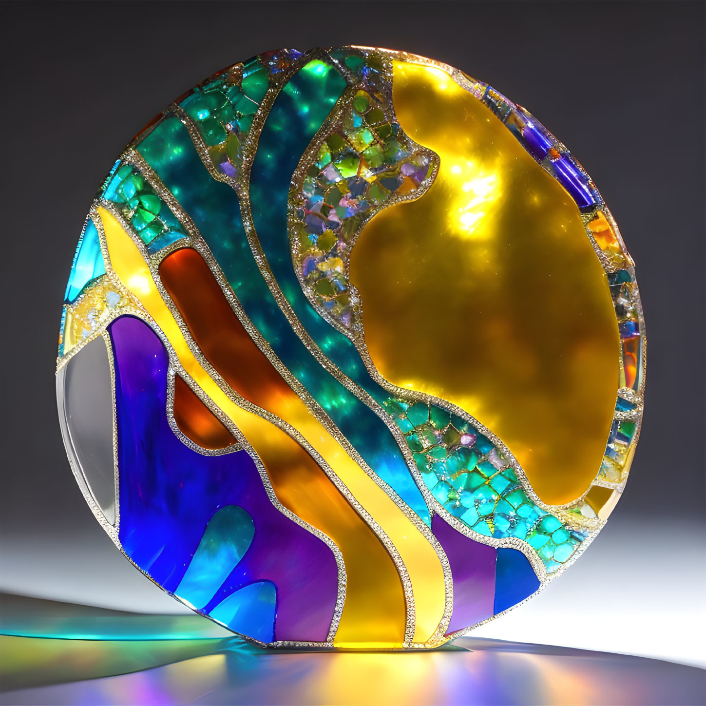 Decorative stained-glass-style egg with intricate colorful patterns