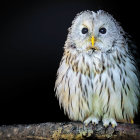 Detailed Owl Perched on Branch with Colorful Foliage