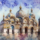 Fantasy palace with ornate domes and arabesque patterns