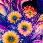 Colorful Digital Art Featuring Assorted Flowers in Vibrant Hues