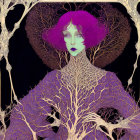 Illustration of woman with purple hair in Art Nouveau style