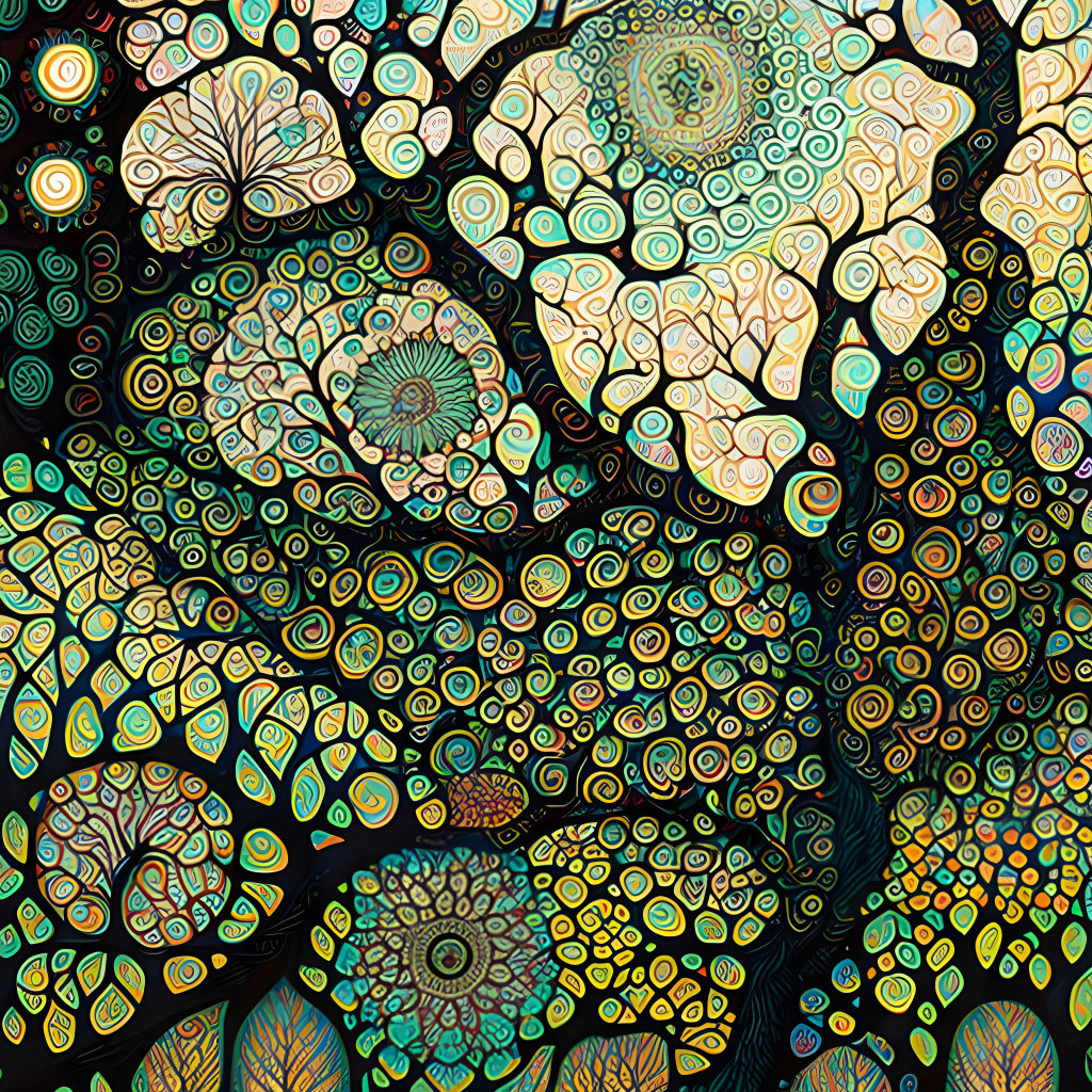 Colorful Abstract Psychedelic Art with Intricate Patterns and Organic Shapes