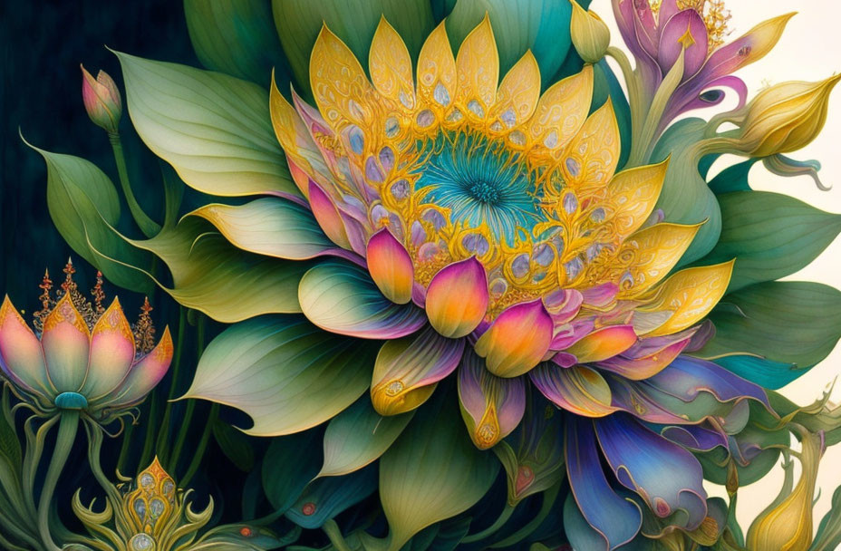 Colorful stylized flower artwork with intricate details