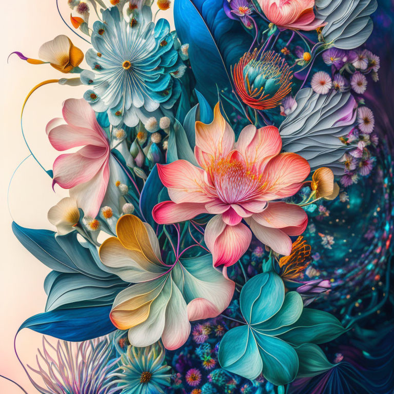 Colorful Stylized Flower Digital Artwork Displayed