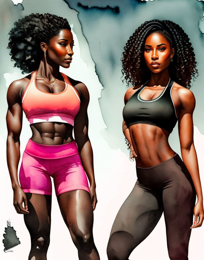 Athletic women in workout gear exhibit strength and confidence