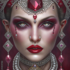 Luxurious Jewelry Adorned Woman Illustration