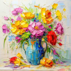 Colorful Watercolor Painting: Bouquet of Flowers in Glass Vase