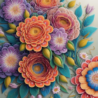 Colorful Digital Art: Stylized Flowers in Rich Hues