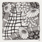 Detailed Black and White Abstract Drawing with Floral and Mandala Patterns