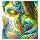 Colorful Abstract Art with Leaf, Wave, and Eye Motifs