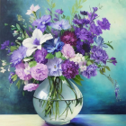 Purple and White Orchids in Transparent Vase on Blurred Background