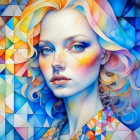 Colorful illustration of woman with ethereal aura, surrounded by floral patterns