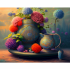 Intricate design ornate teapot with colorful flowers