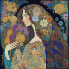 Woman Portrait with Ornate Dress in Art Nouveau Style