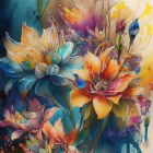 Colorful Stylized Flower Artwork with Intricate Details