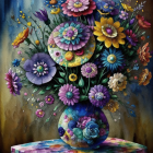 Colorful Bouquet Painting with Detailed Petal Designs