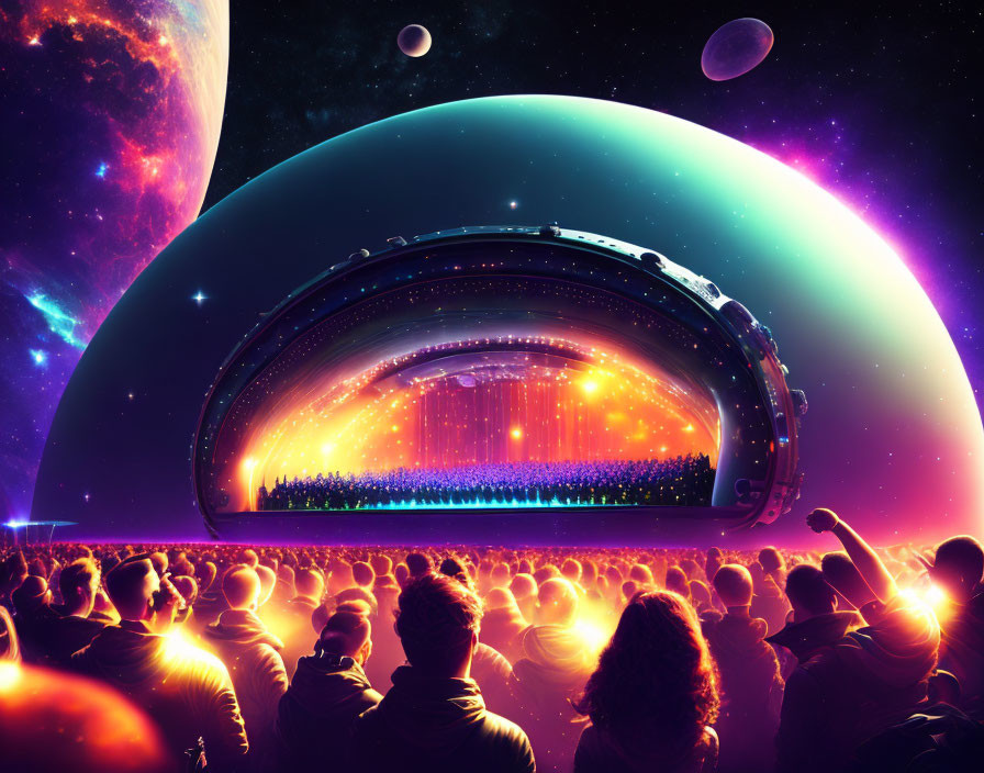 Colorful Concert Under Panoramic Celestial Dome