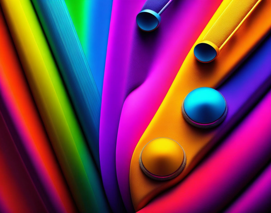 Multicolored abstract design with layered shapes and spheres