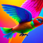 Colorful bird-plane hybrid illustration on gradient background