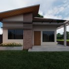 White house with dark roof and fence in twilight setting