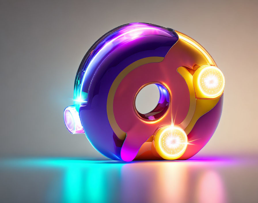 Vibrant 3D letter "Q" with neon lights on gradient background