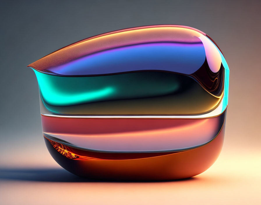 Multicolored Abstract Object with Curved Layers on Gradient Background