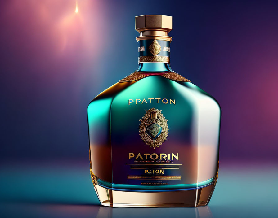 Teal Premium Spirit Bottle on Gradient Background