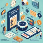 Isometric infographic of digital school elements