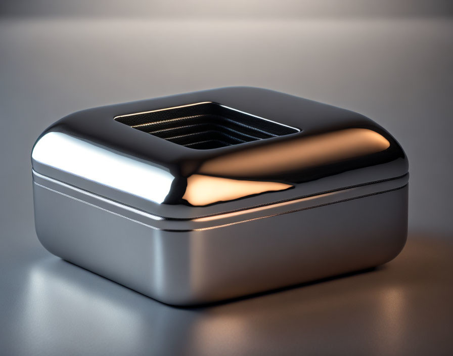 Modern Chrome Finish Two-Slice Toaster on Gray Countertop