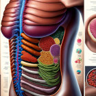 Colorful Diagram of Human Digestive System Organs with Labels