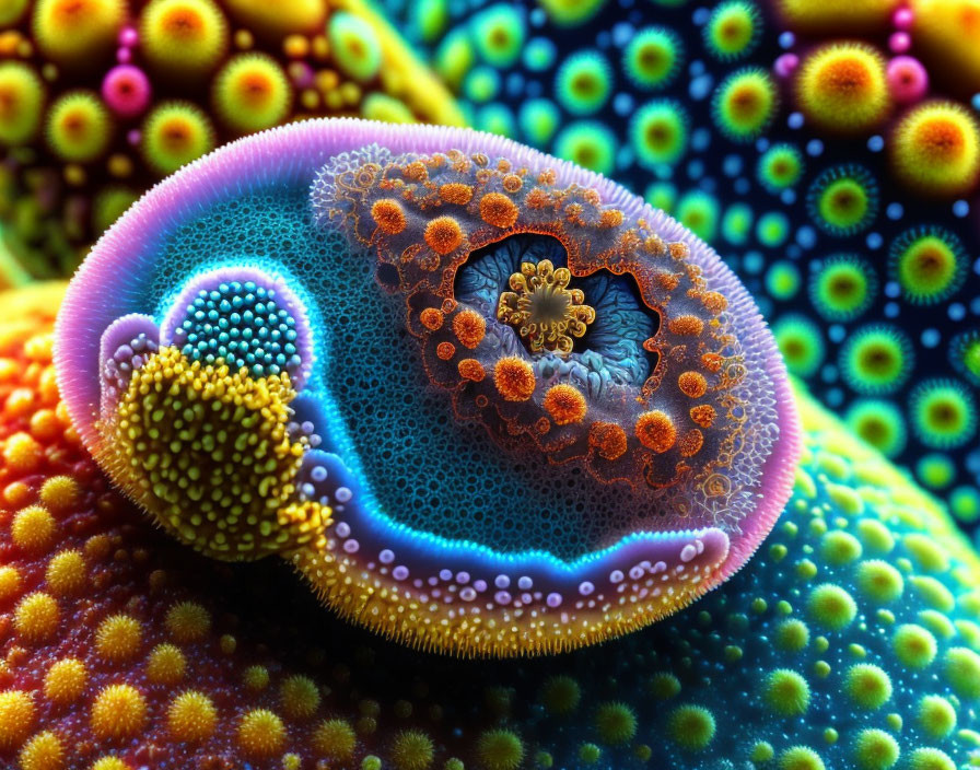 Colorful Coral Polyps with Vibrant Textures and Neon Hues