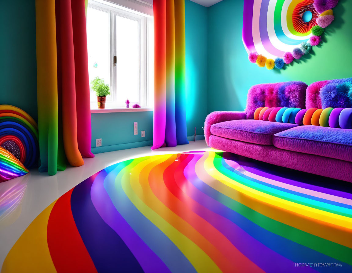 Colorful Rainbow Room with Multicolored Decor