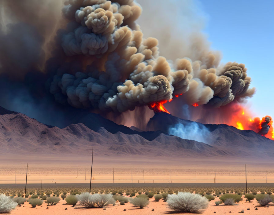 Massive desert wildfire sends smoke into sky