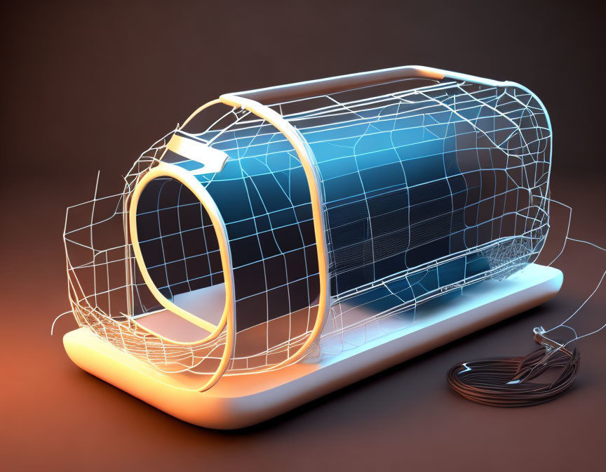 Detailed 3D Wireframe Capacitor Model on Dark Background