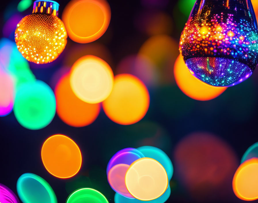 Vibrant bokeh lights against dark background