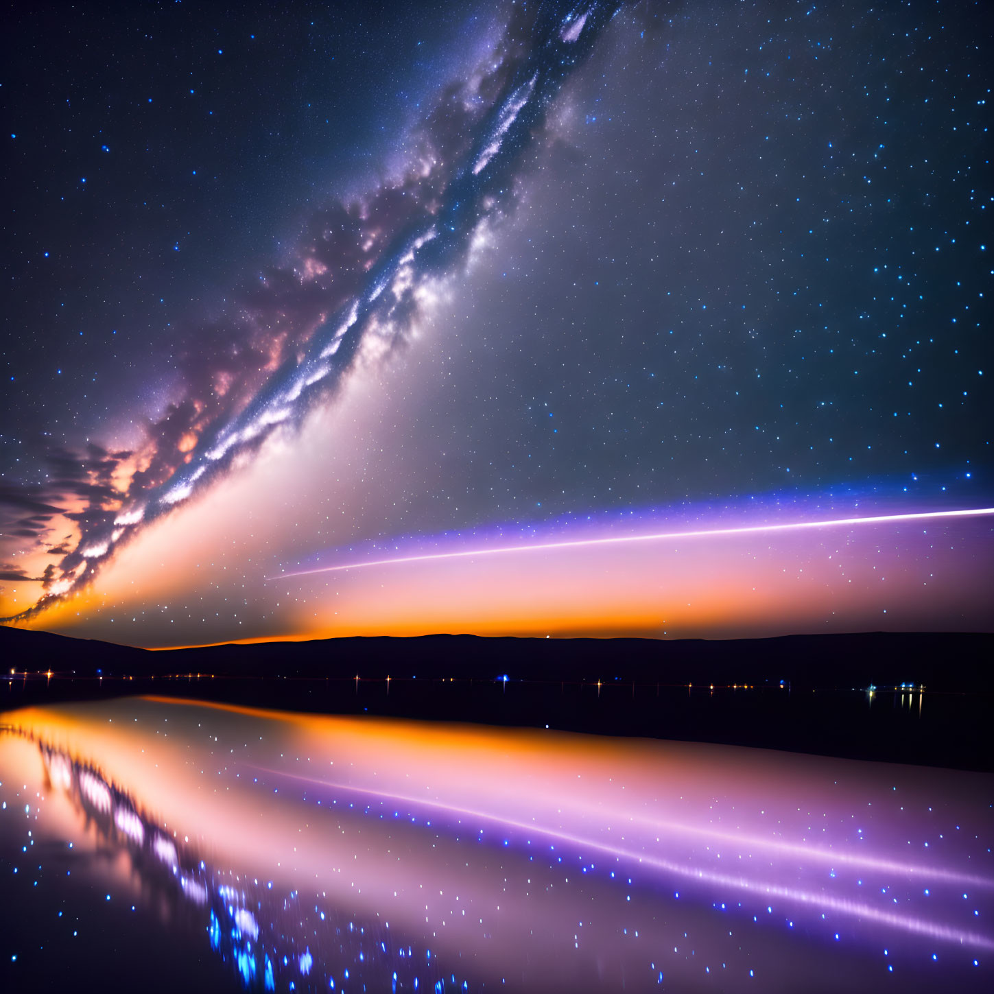 Stunning Milky Way nightscape over tranquil water