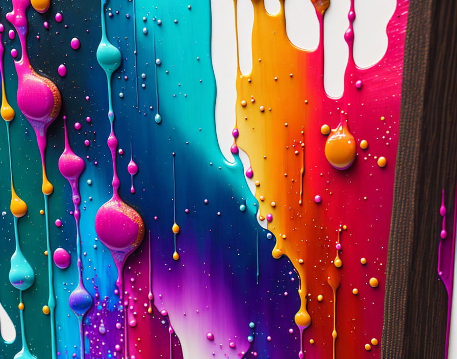 Colorful Vertical Paint Drips and Beads Texture