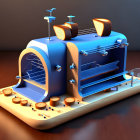 Detailed 3D Wireframe Capacitor Model on Dark Background